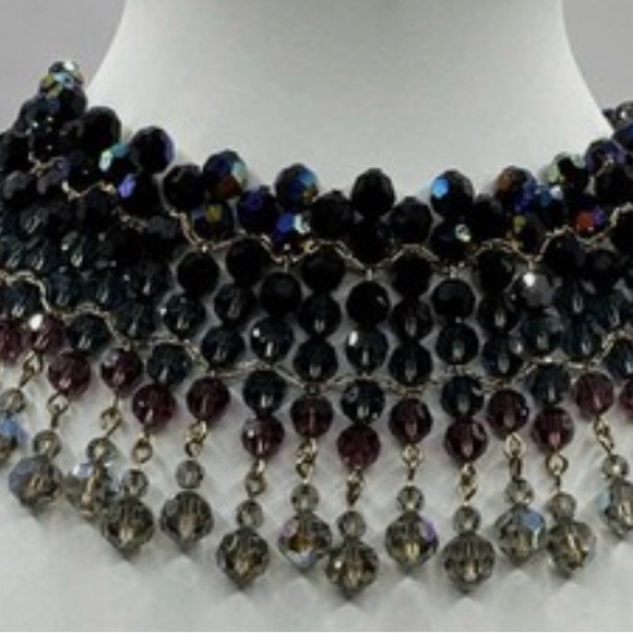 Authentic Signed Vintage Swarovski Multicolor Beaded Statement Necklace - Picture 10 of 11